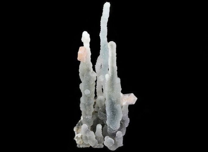 Pink Stilbite on Chalcedony Stalactites - India #65741